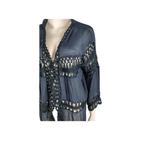 Anthropologie Womens One Size Evelyn K Tiered Boho Crochet Cover-up Kimono - Picture 3 of 8